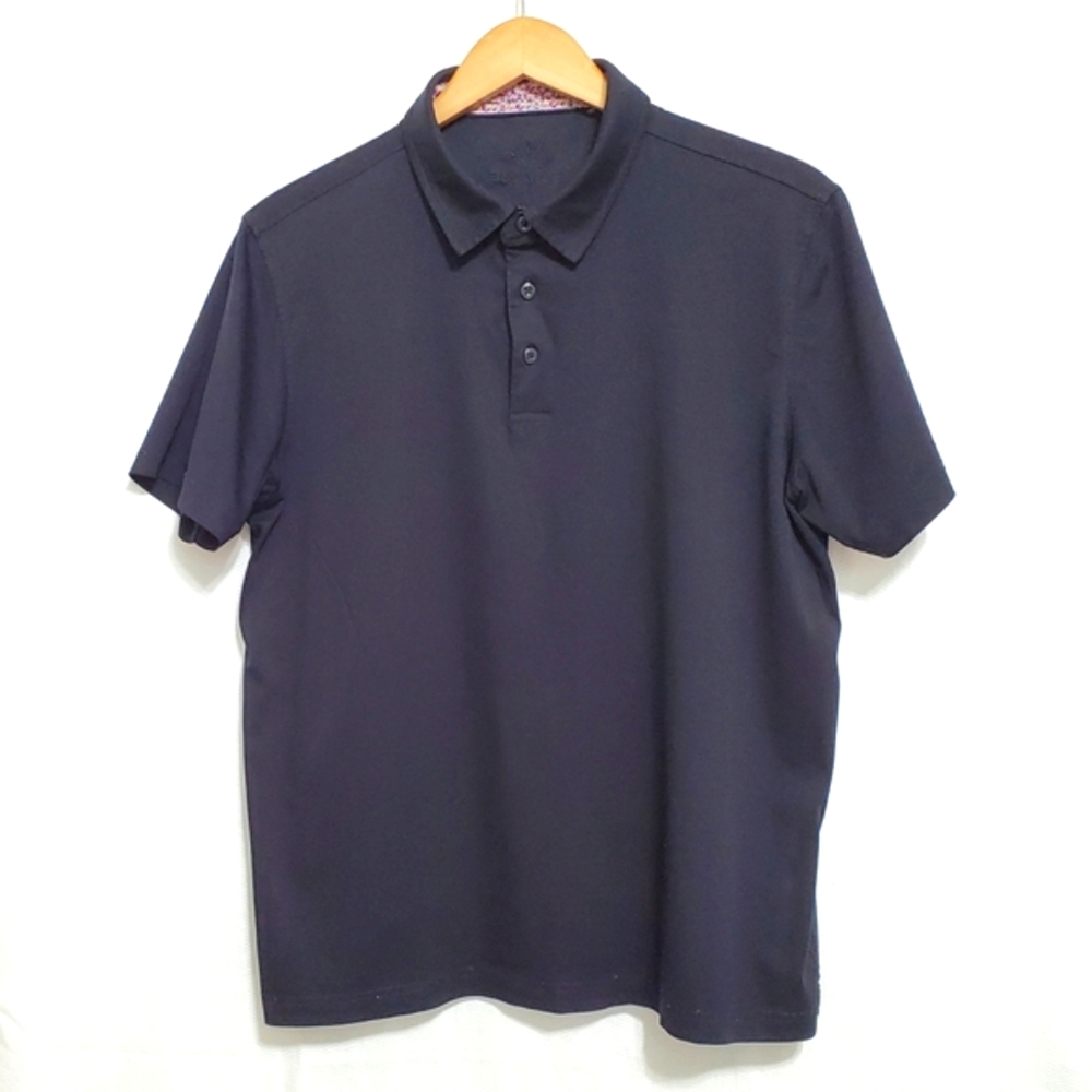 Bugatchi Black Mercerized Cotton Polo Shirt  Mens Large